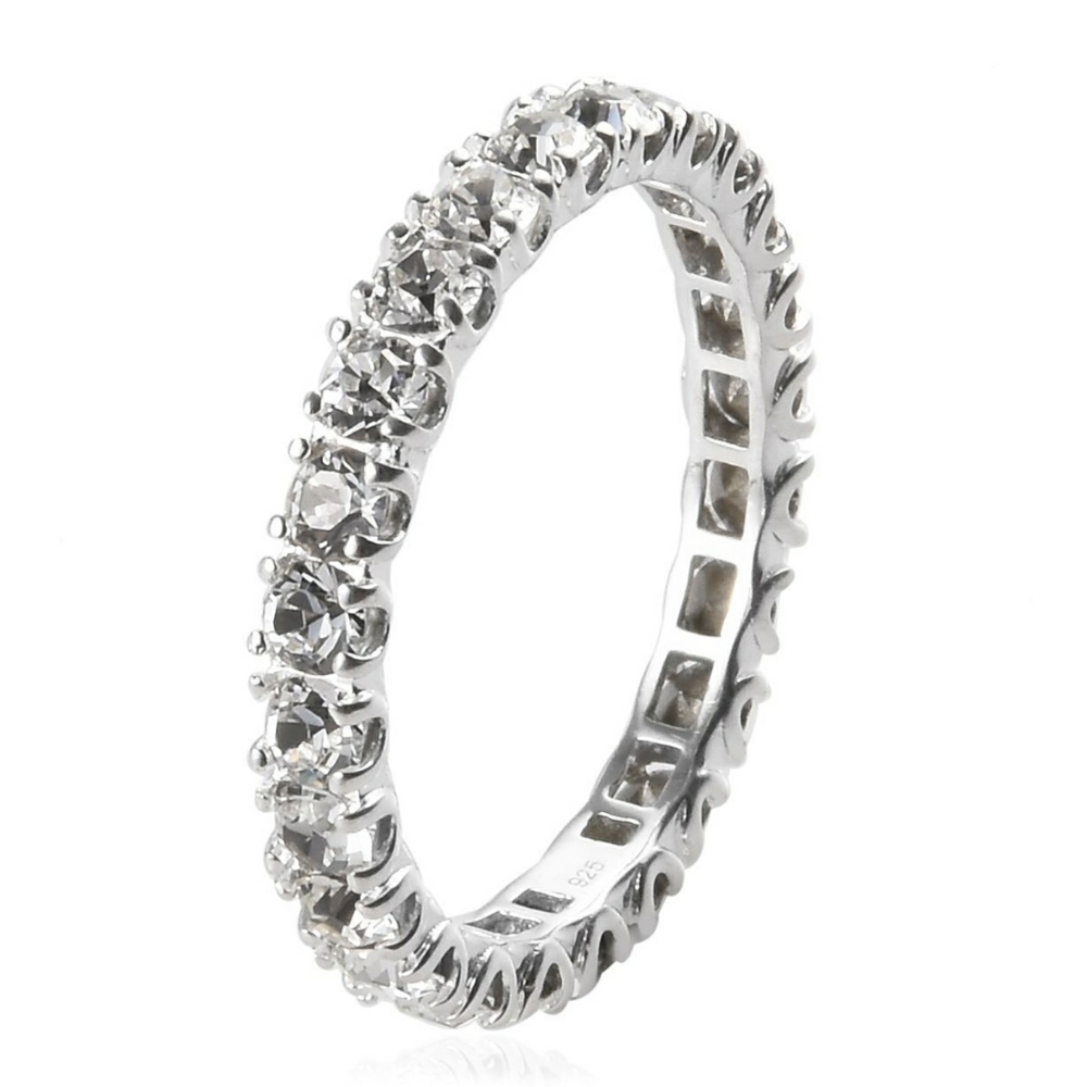 Swarovski Crystal Sterling Silver Eternity Ring
